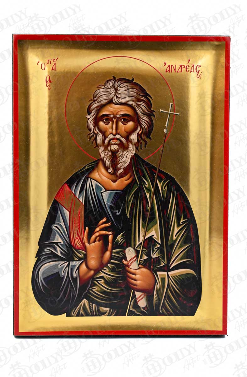 Saint Andrew the Apostle Orthodox Icon, Serigraphy Canvas with Gold Leaf, Handmade Greek Byzantine Wall Art