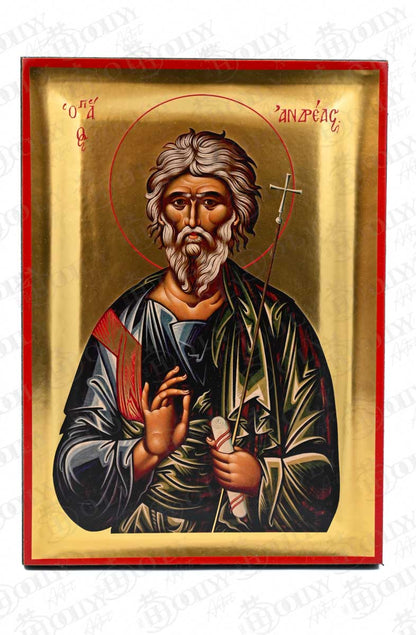 Saint Andrew the Apostle Orthodox Icon, Serigraphy Canvas with Gold Leaf, Handmade Greek Byzantine Wall Art