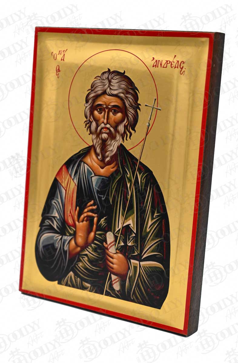 Saint Andrew the Apostle Orthodox Icon, Serigraphy Canvas with Gold Leaf, Handmade Greek Byzantine Wall Art