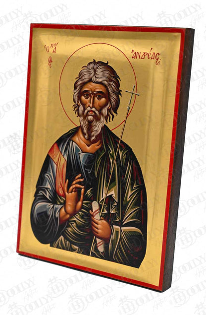 Saint Andrew the Apostle Orthodox Icon, Serigraphy Canvas with Gold Leaf, Handmade Greek Byzantine Wall Art