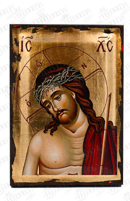 Jesus Christ Nymphios Bridegroom Orthodox Icon, Serigraphy Canvas with Gold Leaf, Handmade Greek Byzantine Religious Wall Art