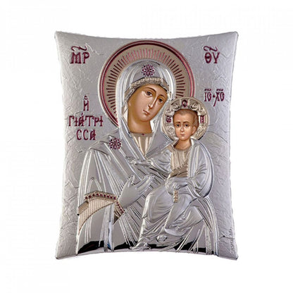 Virgin Mary / Panagia Giatrissa Elegant Handmade Silver 925 Greek Orthodox icon, Byzantine art wall hanging on wood plaque icon, religious icon home decor - TheHolyArt