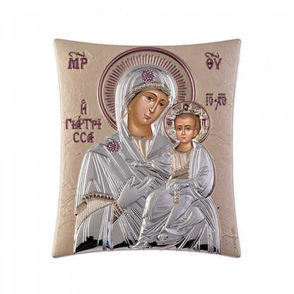 Virgin Mary / Panagia Giatrissa Elegant Handmade Silver 925 Greek Orthodox icon, Byzantine art wall hanging on wood plaque icon, religious icon home decor - TheHolyArt