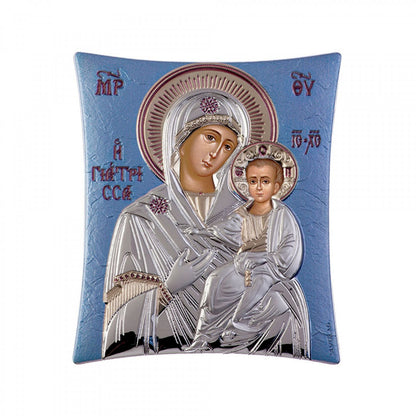 Virgin Mary / Panagia Giatrissa Elegant Handmade Silver 925 Greek Orthodox icon, Byzantine art wall hanging on wood plaque icon, religious icon home decor - TheHolyArt