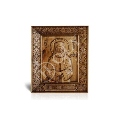 Saint Paisios of Mount Athos icon Handmade Wood Hand Carved Greek Orthodox icon St Paisios Athonite Byzantine art wall hanging on wood plaque, religious gift - TheHolyArt