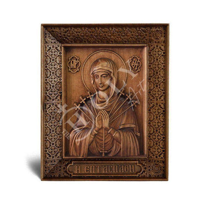 Our Lady of Sorrows icon, Virgin Mary icon Seven 7 swords, Handmade Greek Orthodox Icon, Mother of God Byzantine art wall hanging plaque - TheHolyArt