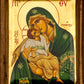 Virgin Mary-Panagia Glykophilousa icon, Gold Canvas Serigraphy Handmade Greek Orthodox icon of Our Lady Byzantine art wall hanging wood, religious plaque