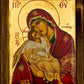 Virgin Mary-Panagia Glykophilousa icon, Gold Canvas Serigraphy Handmade Greek Orthodox icon of Our Lady Byzantine art wall hanging wood, religious plaque