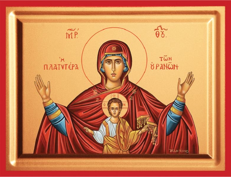 Virgin Mary Platytera - detail (carved wood)