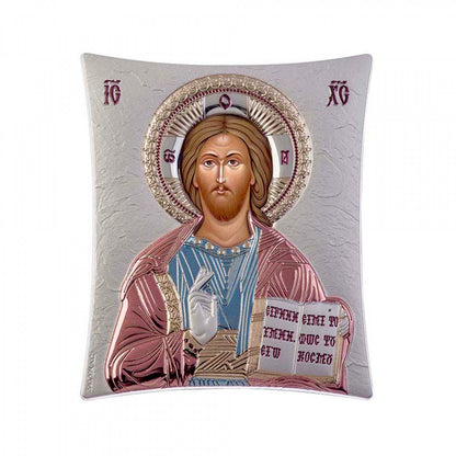 Jesus Christ icon, Lifegiver, Pantocrator, Elegant Handmade Silver 925 Greek Orthodox icon, Byzantine art wall hanging on wood plaque icon, religious icon home decor - TheHolyArt