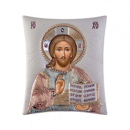 Jesus Christ, Lifegiver, Pantocrator, New Elegant Handmade Silver 925 Greek Orthodox icon, Byzantine art wall hanging on wood plaque icon, religious icon home decor - TheHolyArt