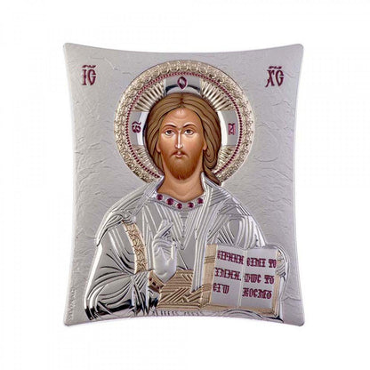 Jesus Christ icon, Lifegiver, Pantocrator, Elegant Handmade Silver 925 Greek Orthodox icon, Byzantine art wall hanging on wood plaque icon, religious icon home decor - TheHolyArt