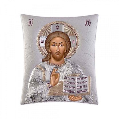 Jesus Christ, Lifegiver, Pantocrator, New Elegant Handmade Silver 925 Greek Orthodox icon, Byzantine art wall hanging on wood plaque icon, religious icon home decor - TheHolyArt