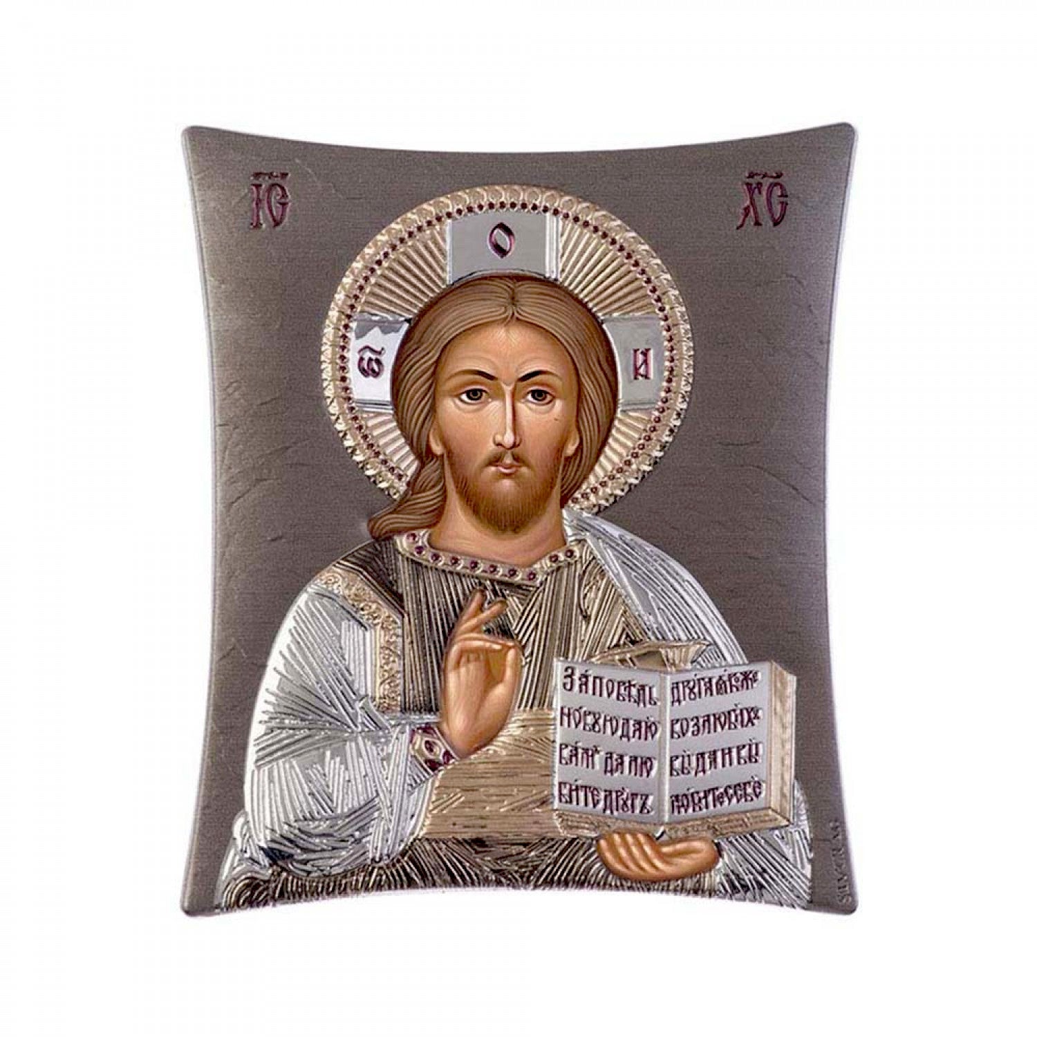 (draft)Jesus Christ, Lifegiver, Pantocrator, New Elegant Handmade Silver 925 Greek Orthodox icon, Byzantine art wall hanging on wood plaque icon, religious icon home decor TheHolyArt