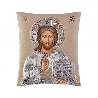 Jesus Christ, Lifegiver, Pantocrator, New Elegant Handmade Silver 925 Greek Orthodox icon, Byzantine art wall hanging on wood plaque icon, religious icon home decor - TheHolyArt