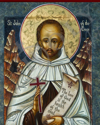 Saint John of the Cross icon, Handmade Greek Catholic icon of St John of the Cross, Byzantine art wall hanging wood plaque, religious decor - TheHolyArt