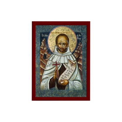 Saint John of the Cross icon, Handmade Greek Catholic icon of St John of the Cross, Byzantine art wall hanging wood plaque, religious decor - TheHolyArt