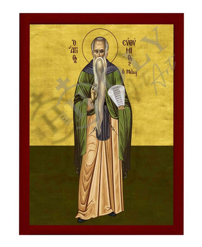 Saint Euthymius icon, Handmade Greek Orthodox icon of St Efthymios the Great, Byzantine art wall hanging icon wood plaque, religious decor (smooth) - TheHolyArt