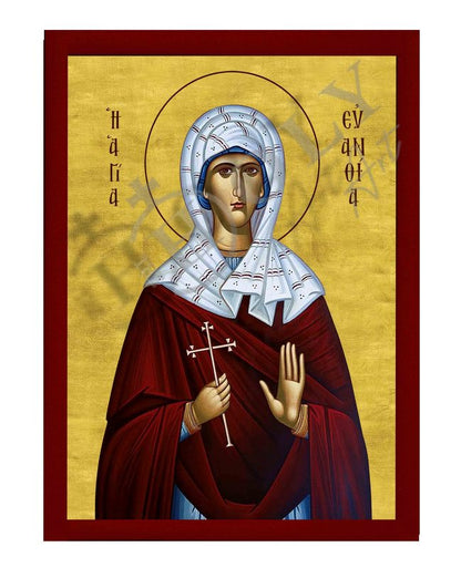 Saint Euanthia icon, Handmade Greek Orthodox icon of St Euanthia Byzantine art wall hanging icon wood plaque, religious gift - TheHolyArt