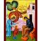 The Visitation of Theotokos to Elizabeth, Handmade Greek Orthodox icon of Virgin Mary, Byzantine wood plaque (Copy) TheHolyArt