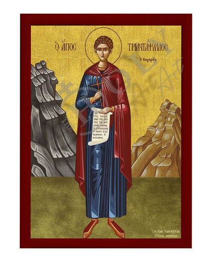 Saint Triantafyllus icon, Handmade Greek Orthodox icon of Forefather St Triantafyllus of Zagora, Byzantine art wall hanging, religious gift - TheHolyArt