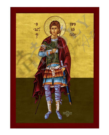 Saint Prokopios icon, Handmade Greek Orthodox icon of Forefather St Prokopios, Byzantine art wall hanging, religious gift, religious decor (smooth) - TheHolyArt
