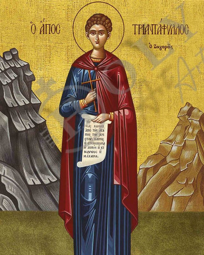 Saint Triantafyllus icon, Handmade Greek Orthodox icon of Forefather St Triantafyllus of Zagora, Byzantine art wall hanging, religious gift - TheHolyArt