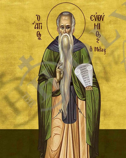 Saint Euthymius icon, Handmade Greek Orthodox icon of St Efthymios the Great, Byzantine art wall hanging icon wood plaque, religious decor (smooth) - TheHolyArt