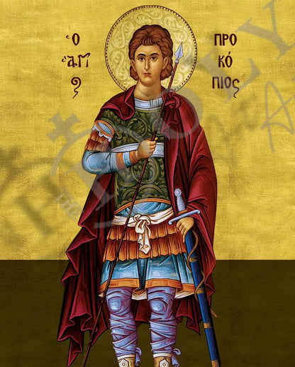 Saint Prokopios icon, Handmade Greek Orthodox icon of Forefather St Prokopios, Byzantine art wall hanging, religious gift, religious decor (smooth) - TheHolyArt