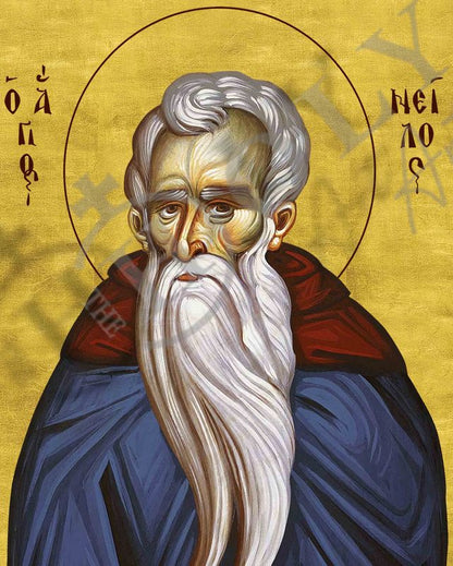 Saint Nilus icon, Handmade Greek Orthodox icon of St Neilos of Sinai, Byzantine art wall hanging wood plaque - TheHolyArt