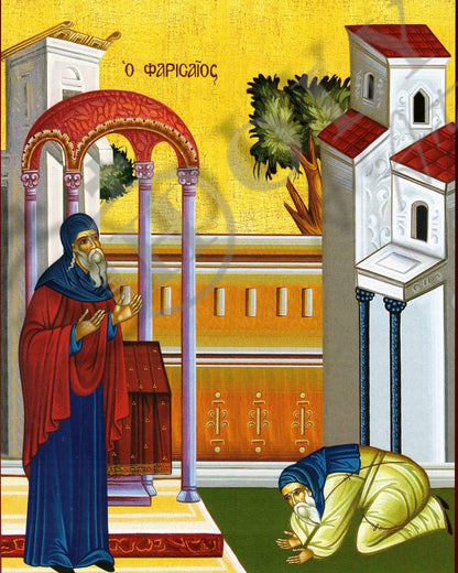 The Parable of Tax Collector and the Pharisee icon Handmade Greek Orthodox icon Byzantine art wall hanging on wood plaque, religious gift - TheHolyArt