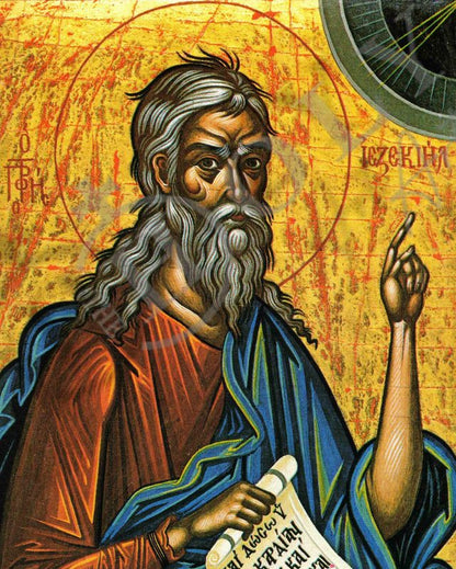 Prophet Ezekiel icon Handmade Greek Orthodox icon of St Ezekiel Byzantine art wall hanging on wood plaque icon, religious decor (Copy) - TheHolyArt