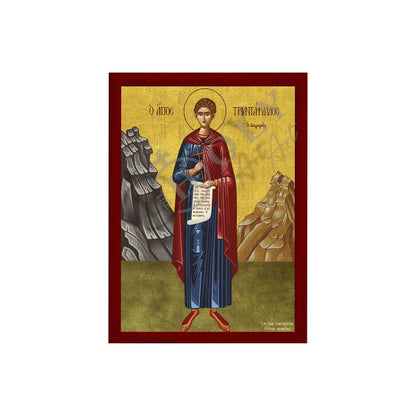 Saint Triantafyllus icon, Handmade Greek Orthodox icon of Forefather St Triantafyllus of Zagora, Byzantine art wall hanging, religious gift - TheHolyArt