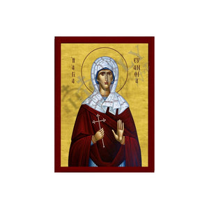 Saint Euanthia icon, Handmade Greek Orthodox icon of St Euanthia Byzantine art wall hanging icon wood plaque, religious gift - TheHolyArt
