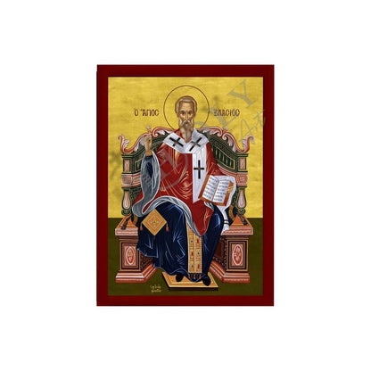 Saint Vlassius icon, Handmade Greek Orthodox Icon of St Vlassius, Byzantine art wall hanging plaque - TheHolyArt