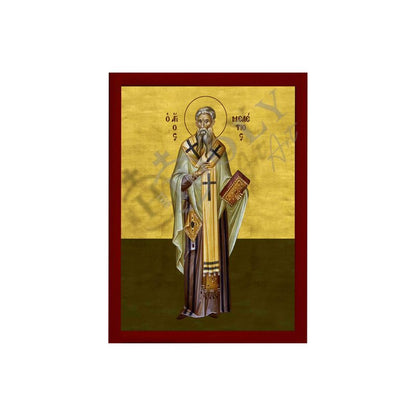 Saint Meletius icon, Handmade Greek Orthodox icon of St Meletius, Byzantine art wall hanging wood plaque - TheHolyArt