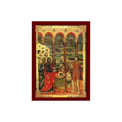 The Sunday of the Paralytic icon Handmade Greek Orthodox icon Byzantine art wall hanging on wood plaque, religious gift - TheHolyArt