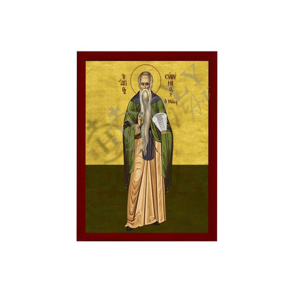 Saint Euthymius icon, Handmade Greek Orthodox icon of St Efthymios the Great, Byzantine art wall hanging icon wood plaque, religious decor (smooth) - TheHolyArt