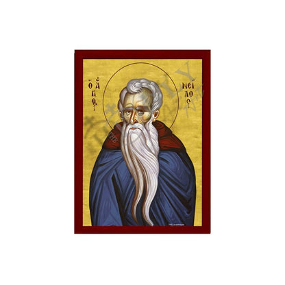 Saint Nilus icon, Handmade Greek Orthodox icon of St Neilos of Sinai, Byzantine art wall hanging wood plaque - TheHolyArt