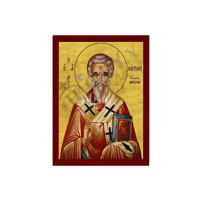 Saint Myron icon, Handmade Greek Orthodox icon of St Myron, Byzantine art wall hanging wood plaque - TheHolyArt