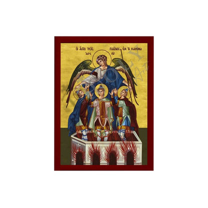 Saint Holy Three Children in the Furnace icon, Handmade Greek Orthodox icon, Byzantine art wall hanging icon plaque, religious gift - TheHolyArt