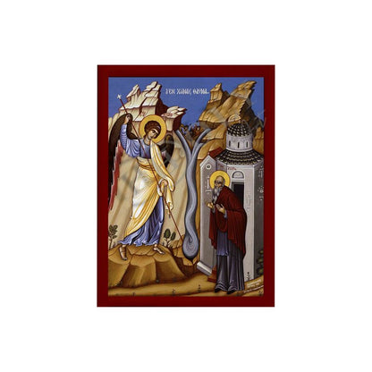 Archangel Michael icon, Handmade Greek Orthodox icon of Miracle of the Archangel Michael at Chonae, Byzantine art wall hanging on wood plaque religious icon, religious gift - TheHolyArt