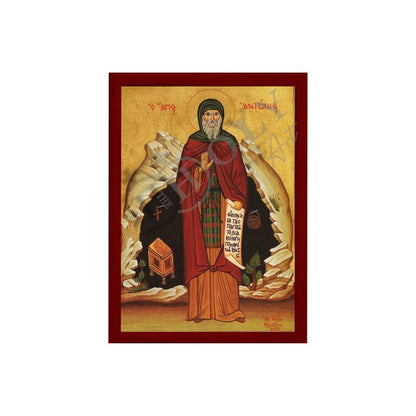 Saint Anthony icon, Handmade Greek Orthodox icon of Saint Antonius, Byzantine art wall hanging wood plaque icon, religious decor (fb) - TheHolyArt