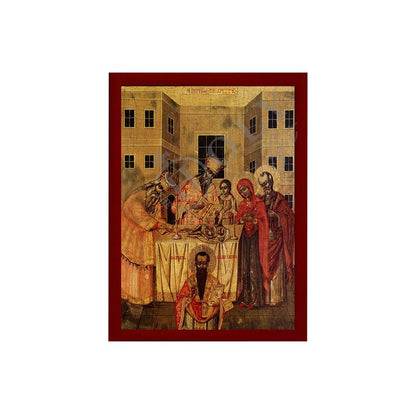 The Circumcision of Jesus Christ icon, Handmade Greek Orthodox icon of the Peritome, Byzantine art wall hanging wood plaque icon - TheHolyArt