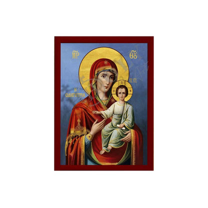 Virgin Mary icon, Handmade Greek Orthodox Icon of Virgin Mary Hodegetria, Mother of God Byzantine art wall hanging plaque - TheHolyArt