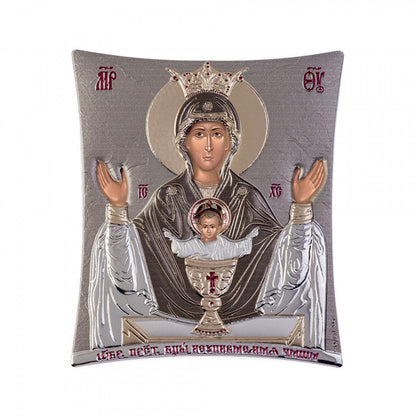 Virgin Mary icon Panagia Life Giving Spring, New Elegant Handmade Silver 925 Greek Orthodox icon, Byzantine art wall hanging on wood plaque icon, religious icon home decor th2 - TheHolyArt