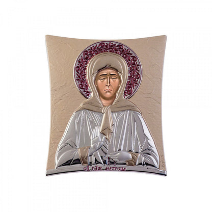 Saint Matrona icon, Elegant Handmade Silver 925 Greek Orthodox icon of Saint Matrona, Byzantine art wall hanging on wood plaque icon, religious con home decor - TheHolyArt