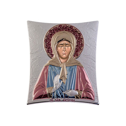 Saint Matrona icon, Elegant Handmade Silver 925 Greek Orthodox icon of Saint Matrona, Byzantine art wall hanging on wood plaque icon, religious con home decor - TheHolyArt
