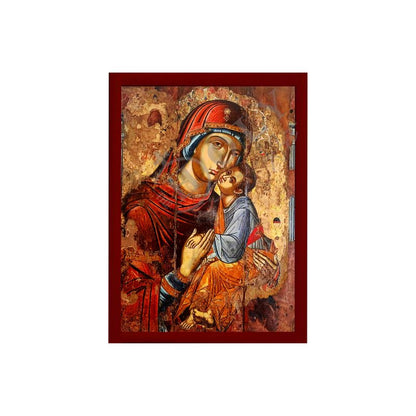 Virgin Mary icon, Handmade Greek Orthodox Icon of Virgin Mary Hodegetria, Mother of God Byzantine art wall hanging plaque (Copy) - TheHolyArt