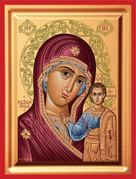 Our Lady of Kazan - detail (carved wood)